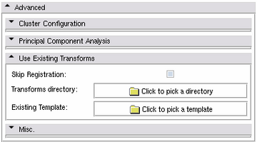 The advanced Use Existing Transforms panel
