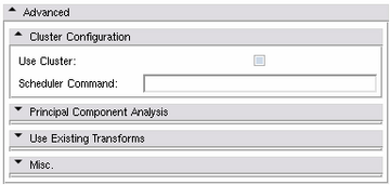 The advanced Cluster Configuration panel
