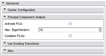 The advanced Principal Component Analysis panel